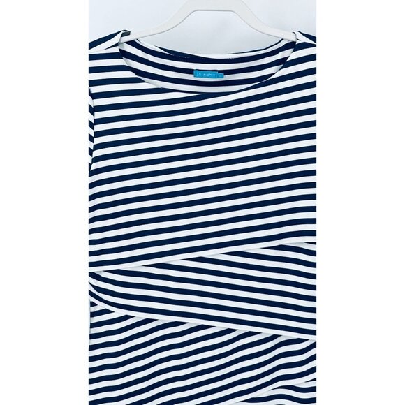 J McLaughlin Nautical Seashells Nicola Tiered Dress Size S Navy White Stripe - Picture 3 of 9